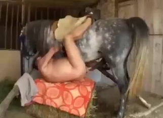 Horny guy with a nice cock takes horse cock