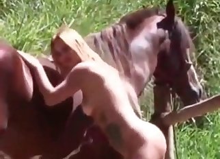 Slender blonde wants that dog cock